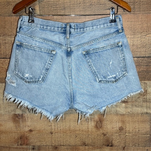 AGOLDE Parker Cut Off Jean Shorts Distressed High-Waisted size 28 Light Wash - Picture 3 of 13